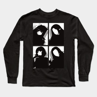 All Main Characters In The Eminence In Shadow Anime In A Cool Black Minimalist Silhouette Pop Art Design In White Background Long Sleeve T-Shirt